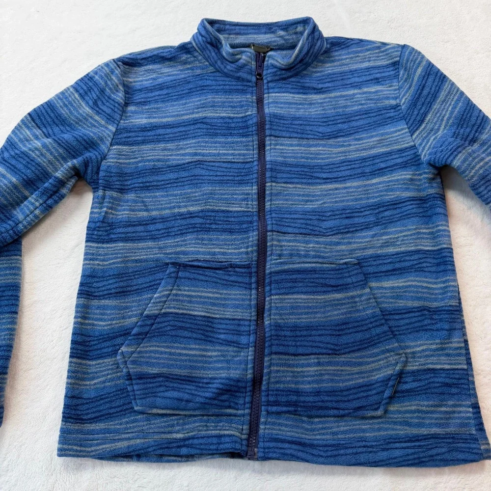 Eddie Bauer Fleece Jacket Kids L 14/16 Blue Good Striped Full Zip E9330W561